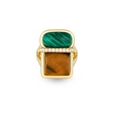Marceline Amrita Square Ring In Malachite And Tiger'S Eyes Amrita Square Ring In Malachite And Tiger'S Eyes