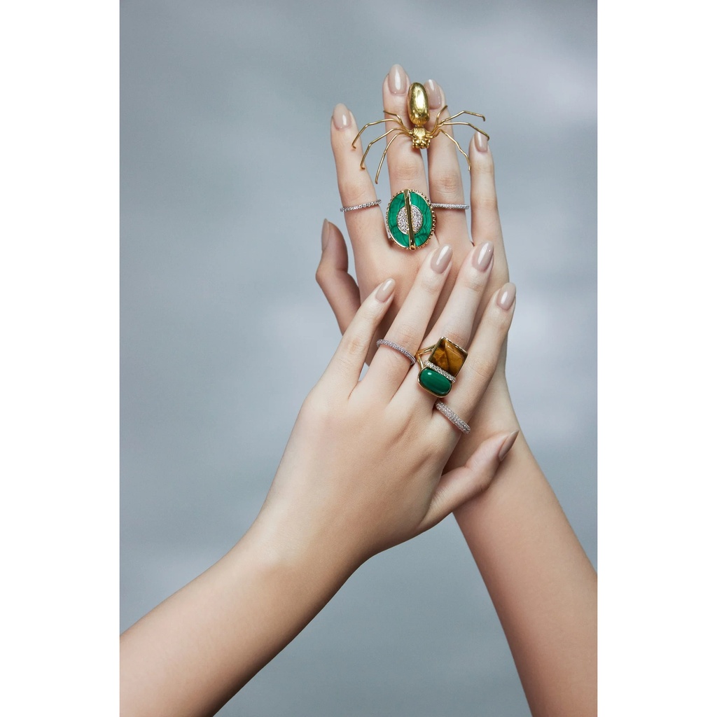 Marceline Amrita Square Ring In Malachite And Tiger'S Eyes Amrita Square Ring In Malachite And Tiger'S Eyes #2