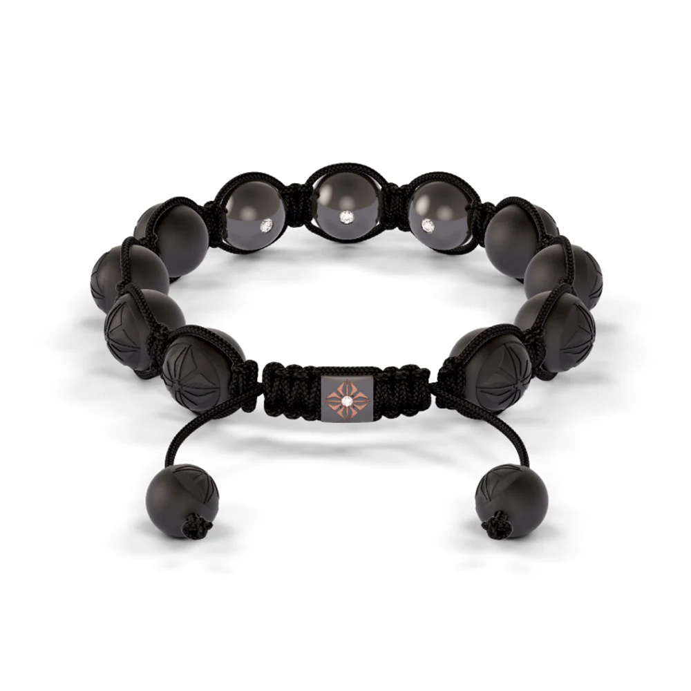 Shamballa Jewels Black Gold Diamond & Ceramic 10mm Bead Braided Bracelet D234701 #2