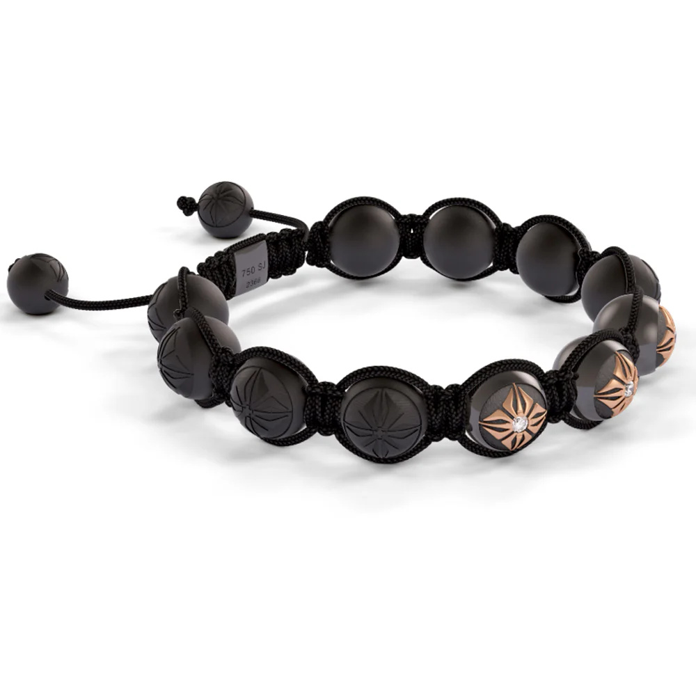Shamballa Jewels Black Gold Diamond & Ceramic 10mm Bead Braided Bracelet D234701 #3