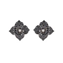 Piranesi Black Gold Fiore Small Flower Earrings - Black Diamond E4514-BD/RG