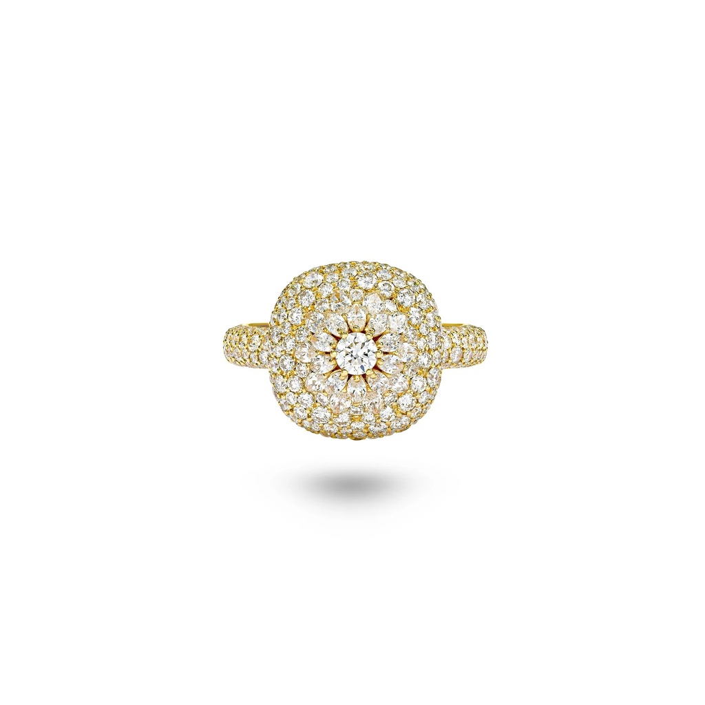 Marceline Daisy Cushion Ring In Full Diamonds Daisy Cushion Ring In Full Diamonds