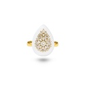 Marceline Daisy Pear-Shape White Ceramic Ring With Diamonds Daisy Pear-Shape White Ceramic Ring With Diamonds