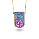 Marceline Eden Blue Sapphire Neckalce With Pink Sapphire And Diamond Flower Eden Blue Sapphire Neckalce With Pink Sapphire And Diamond Flower