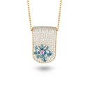 Marceline Eden Diamond Necklace With Aquamarine And Pink Sapphire Flower Eden Diamond Necklace With Aquamarine And Pink Sapphire Flower