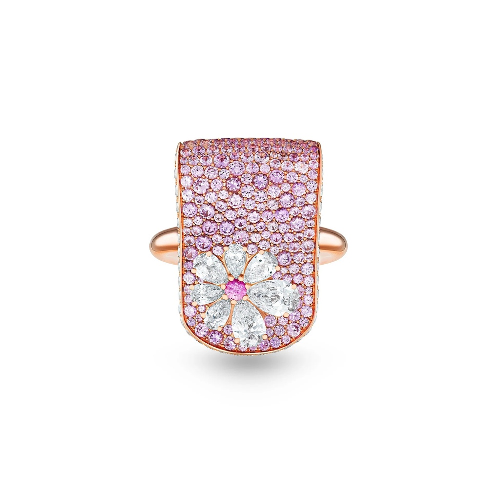 Marceline Eden Purple Sapphire Ring With Diamond And Pink Sapphire Flower Eden Purple Sapphire Ring With Diamond And Pink Sapphire Flower