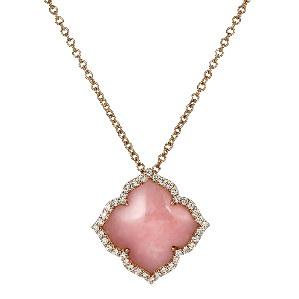 Piranesi Rose Gold Capri Flower Necklace - Pink Opal N6059-P