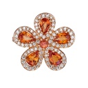 Piranesi Rose Gold Classic Flower Ring - Orange Sapphire