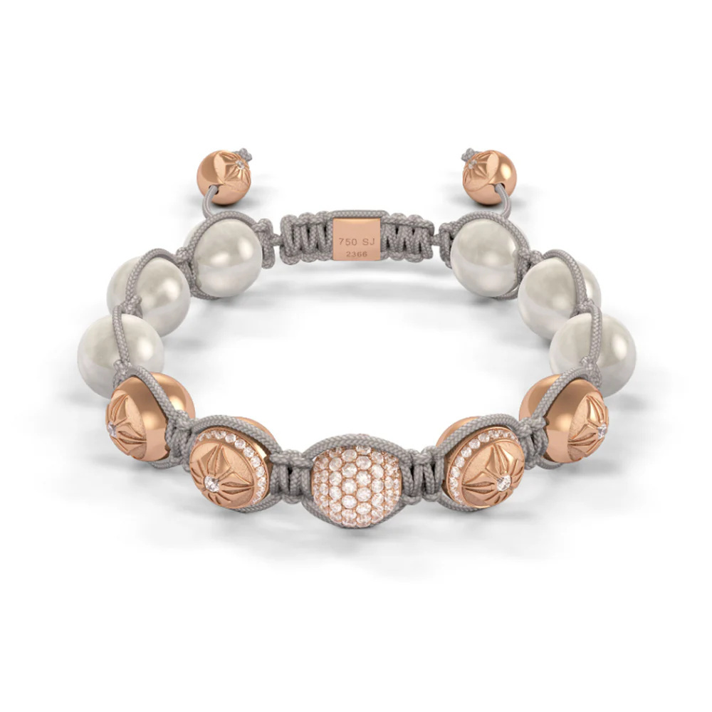 Shamballa Jewels Rose Gold Diamond & Moonstone 10mm Bead Braided Bracelet D234689