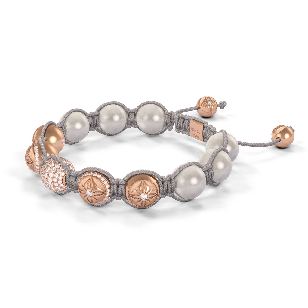 Shamballa Jewels Rose Gold Diamond & Moonstone 10mm Bead Braided Bracelet (Right View)