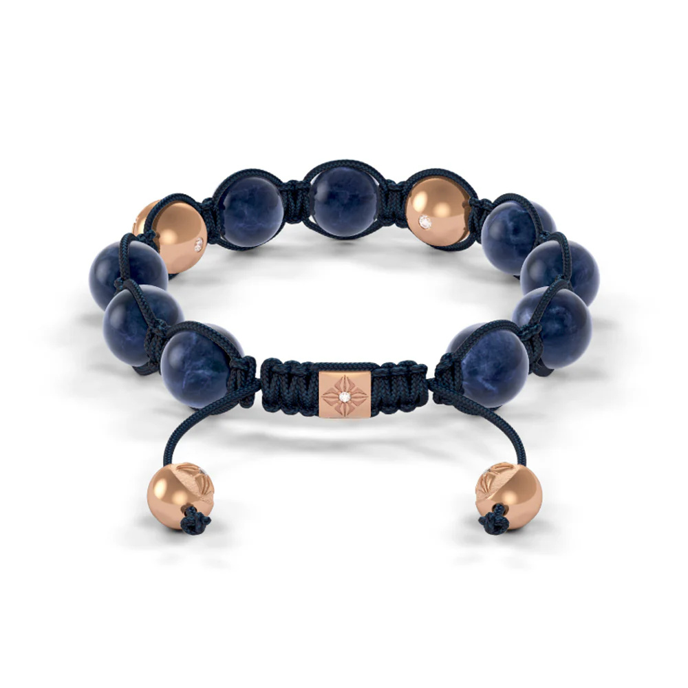 Shamballa Jewels Rose Gold Diamond & Sapphire 10mm Bead Braided Bracelet D234690 #2
