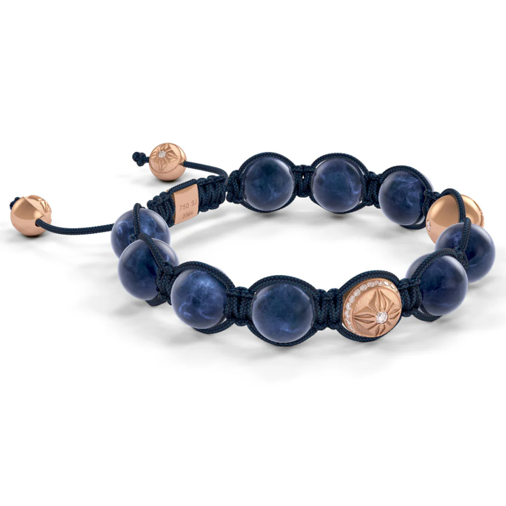 Shamballa Jewels Rose Gold Diamond & Sapphire 10mm Bead Braided Bracelet D234690 #3