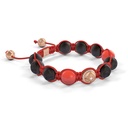 Shamballa Jewels Rose Gold Diamond Coral & Ceramic 10mm Bead Braided Bracelet (Left View)