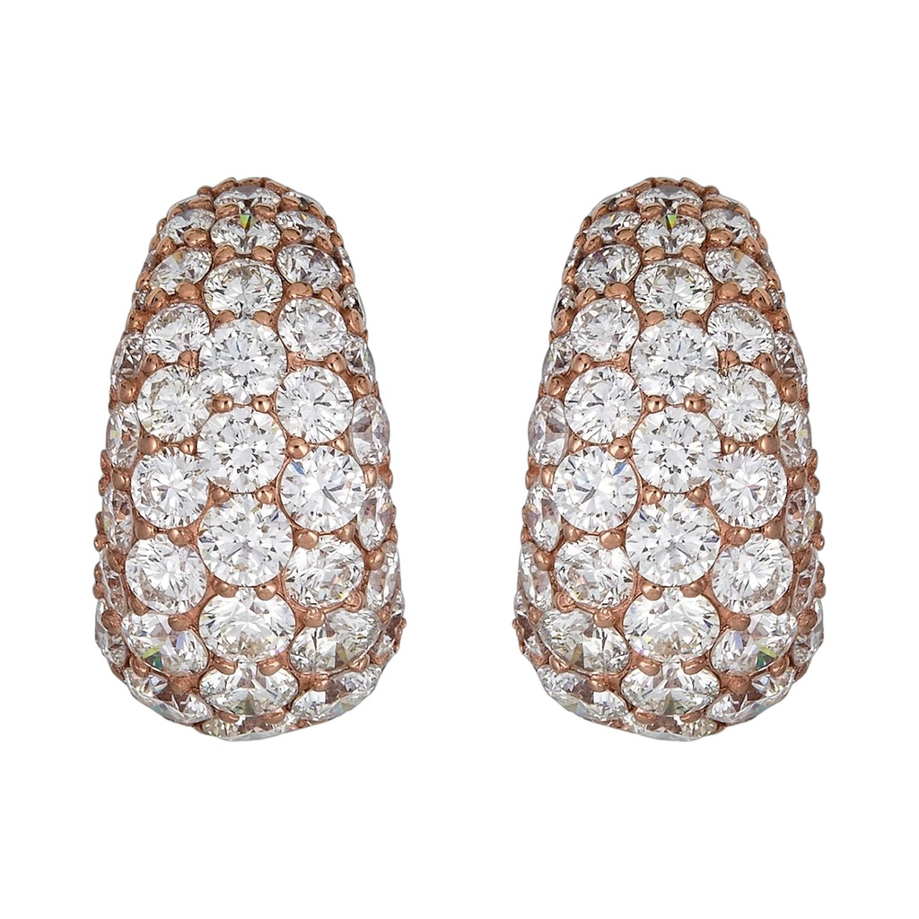 Piranesi Rose Gold Dome Huggie Earring E5406-DIA/RG