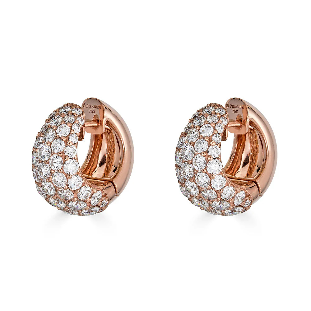 Piranesi Rose Gold Dome Huggie Earring E5406-DIA/RG #2