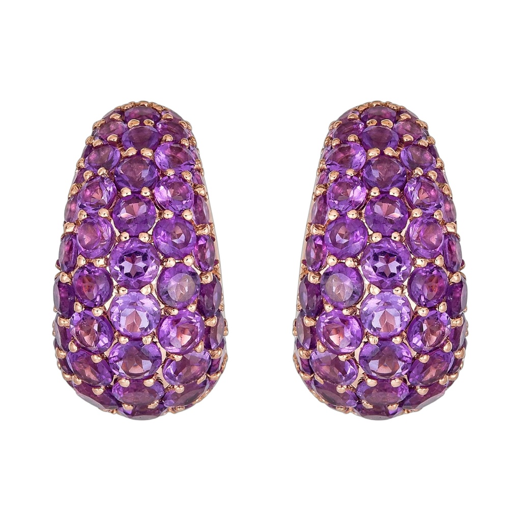 Piranesi Rose Gold Dome Huggie Earring - Amethyst E5406-AM