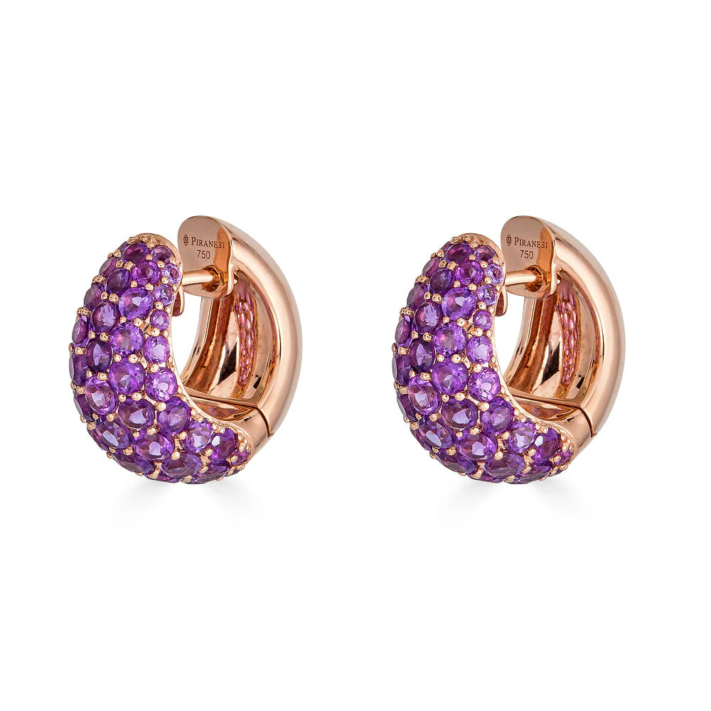 Piranesi Rose Gold Dome Huggie Earring - Amethyst E5406-AM #2