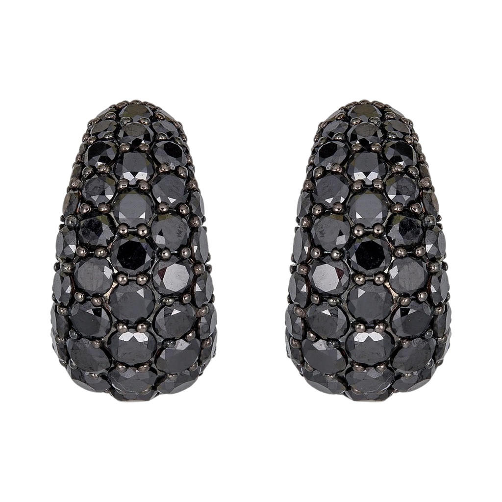 Piranesi Rose Gold Dome Huggie Earring - Black Diamond E5406-BK