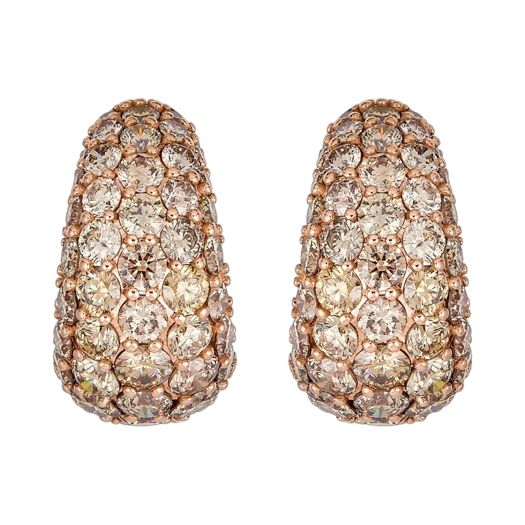 Piranesi Rose Gold Dome Huggie Earring - Champagne Diamond E5406-CD