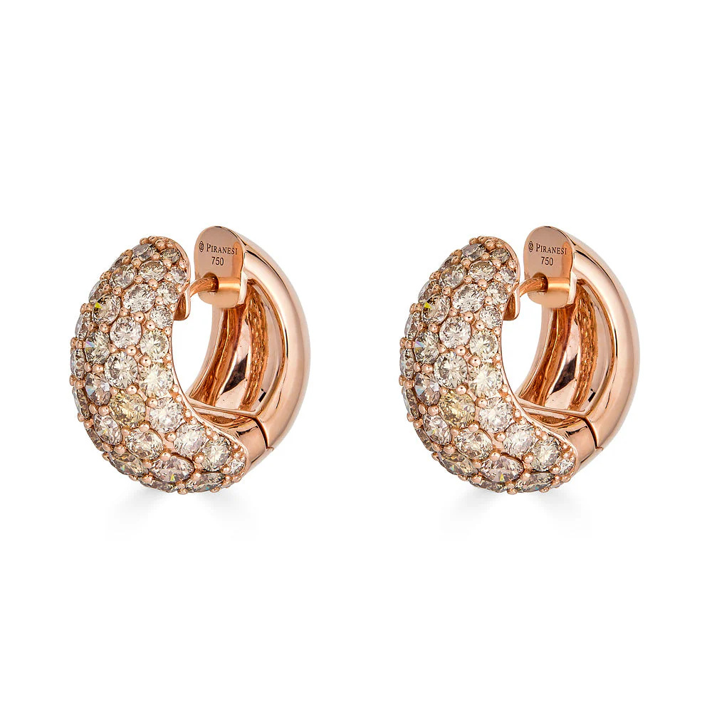 Piranesi Rose Gold Dome Huggie Earring - Champagne Diamond E5406-CD #2