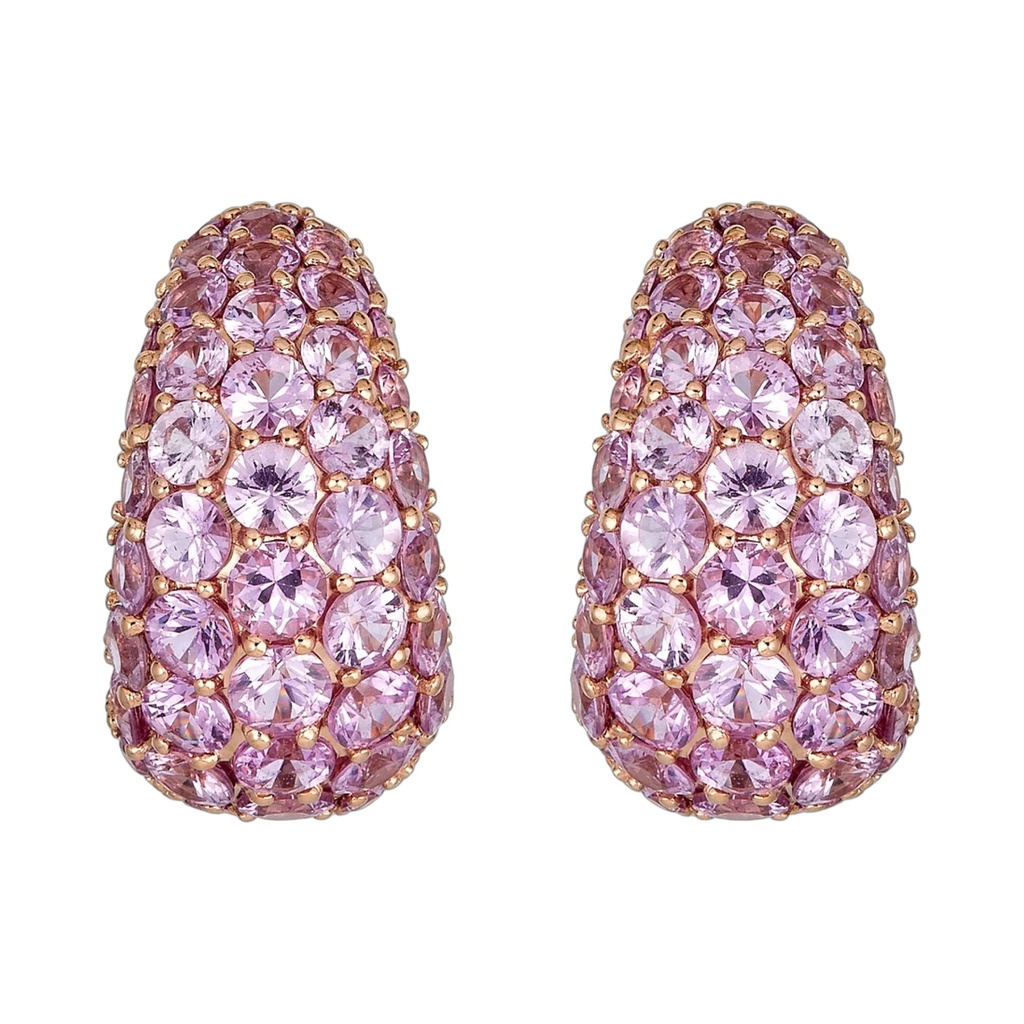 Piranesi Rose Gold Dome Huggie Earring - Pink Sapphire E5406-P