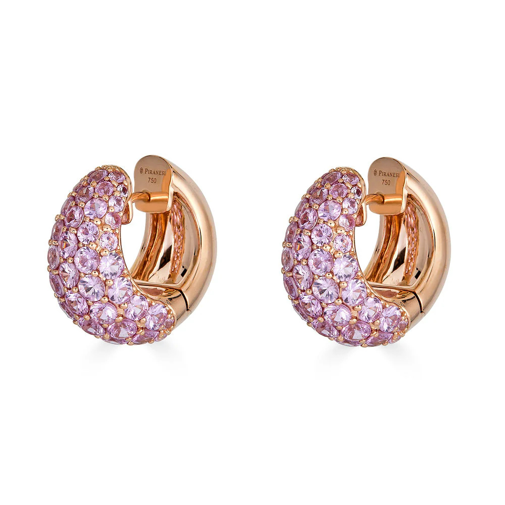 Piranesi Rose Gold Dome Huggie Earring - Pink Sapphire E5406-P #2