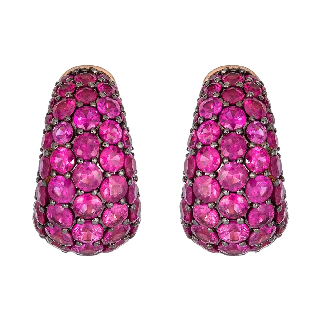 Piranesi Rose Gold Dome Huggie Earring - Pink Sapphire E5406-DP