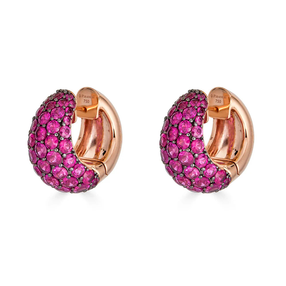 Piranesi Rose Gold Dome Huggie Earring - Pink Sapphire E5406-DP #2