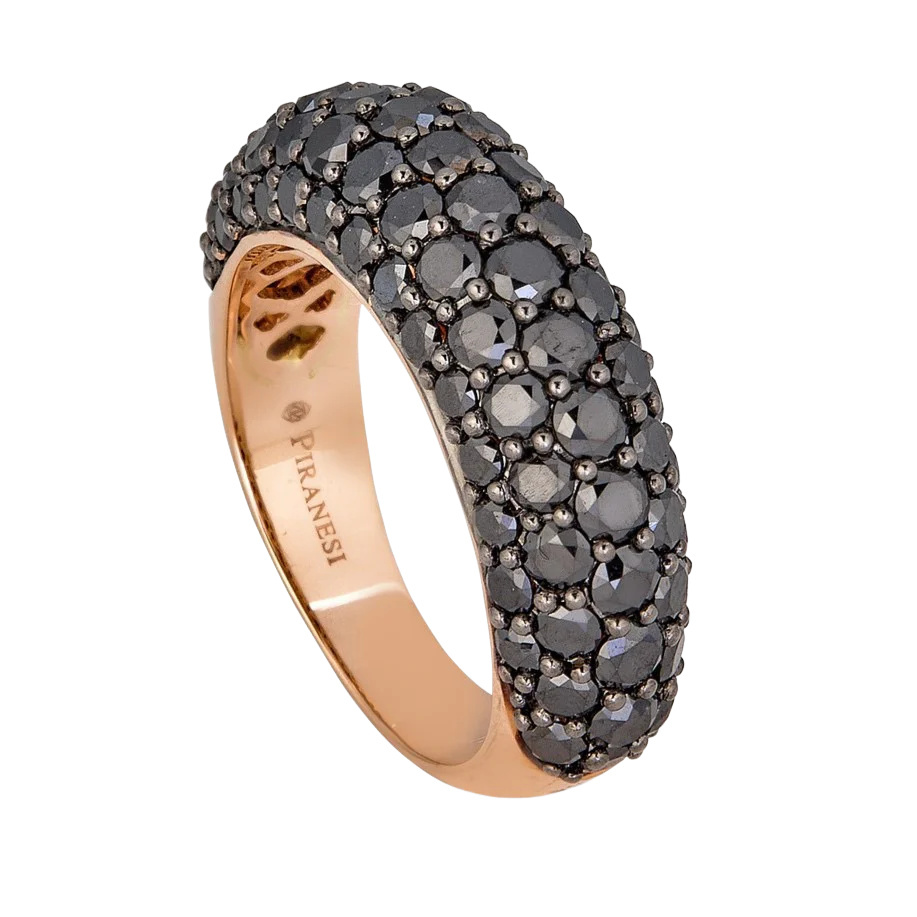 Piranesi Rose Gold Dome Small Ring - Black Diamond