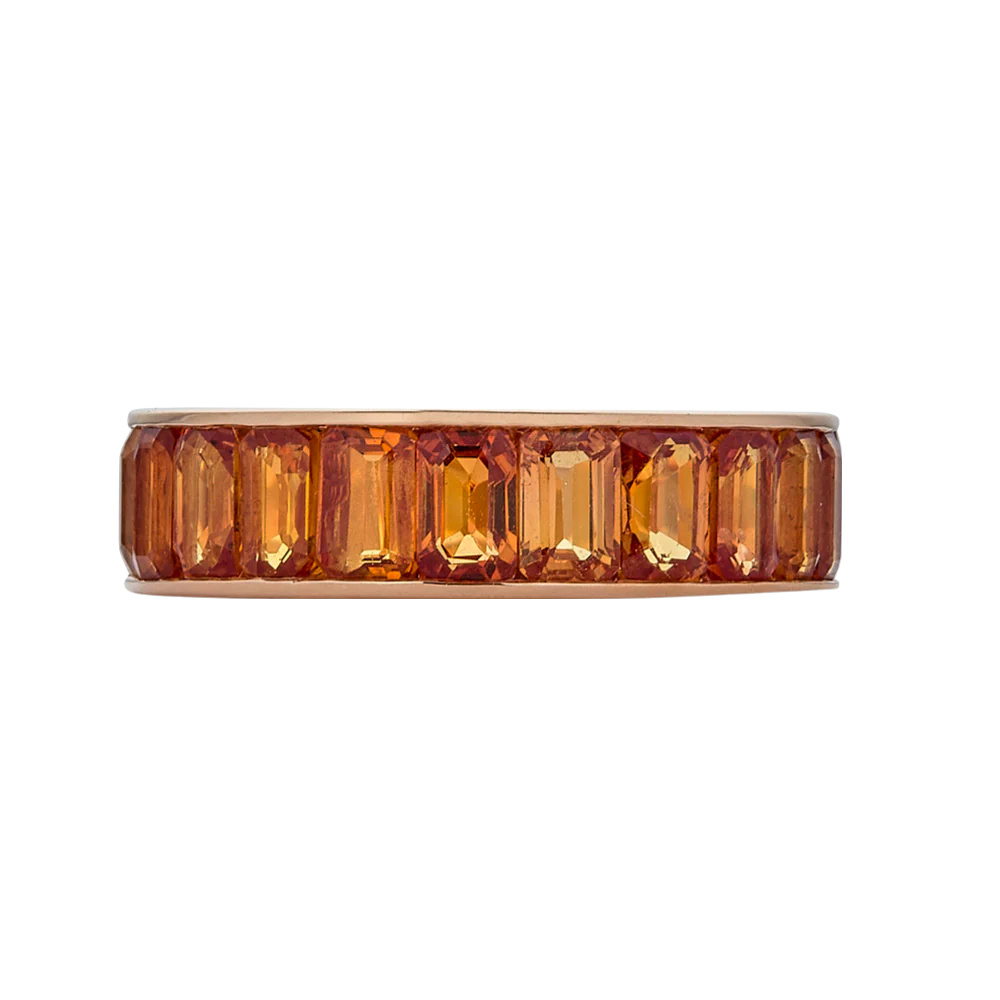 Piranesi Rose Gold Eternity Channel Set Band - Orange Sapphire