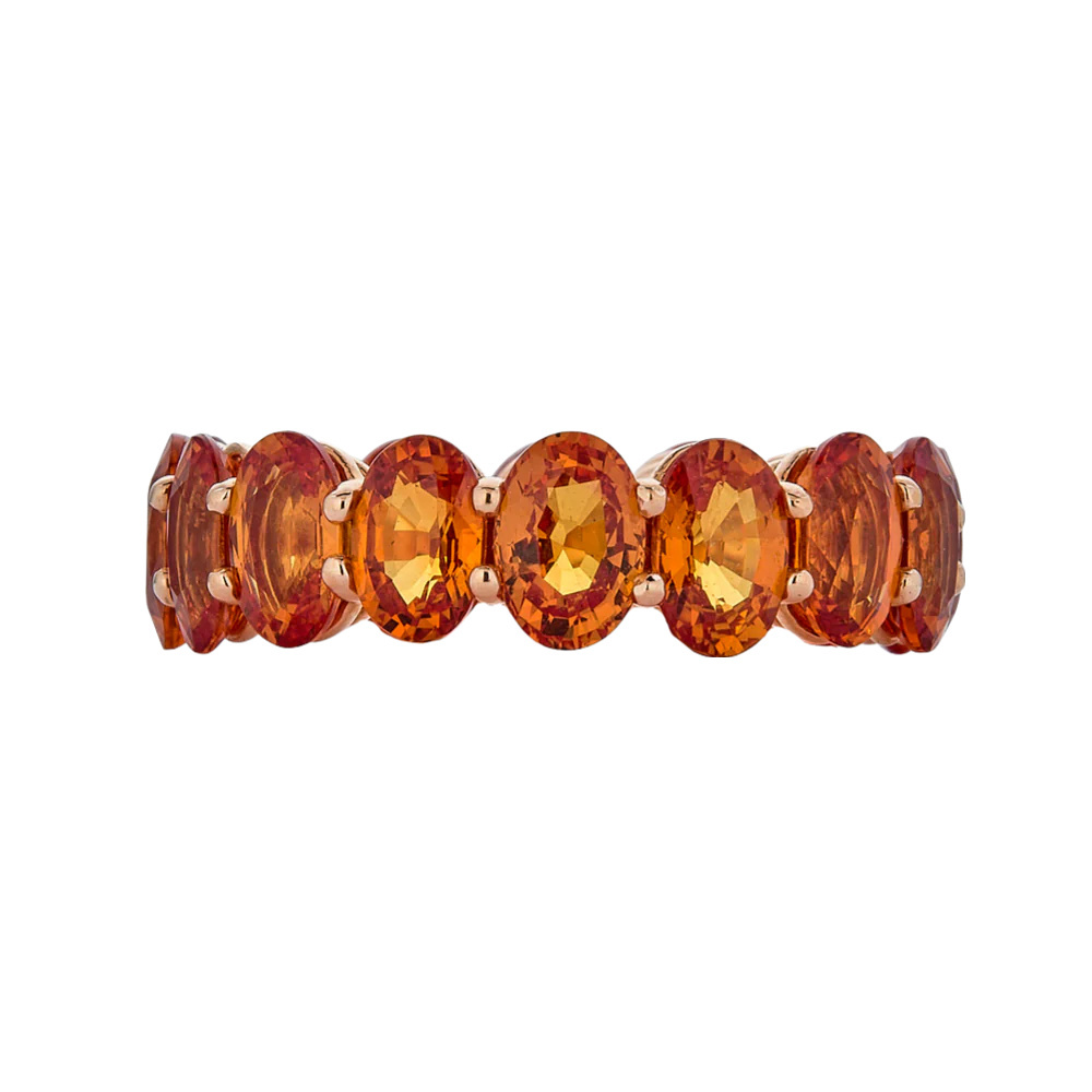 Piranesi Rose Gold Eternity Oval Band - Orange Sapphire