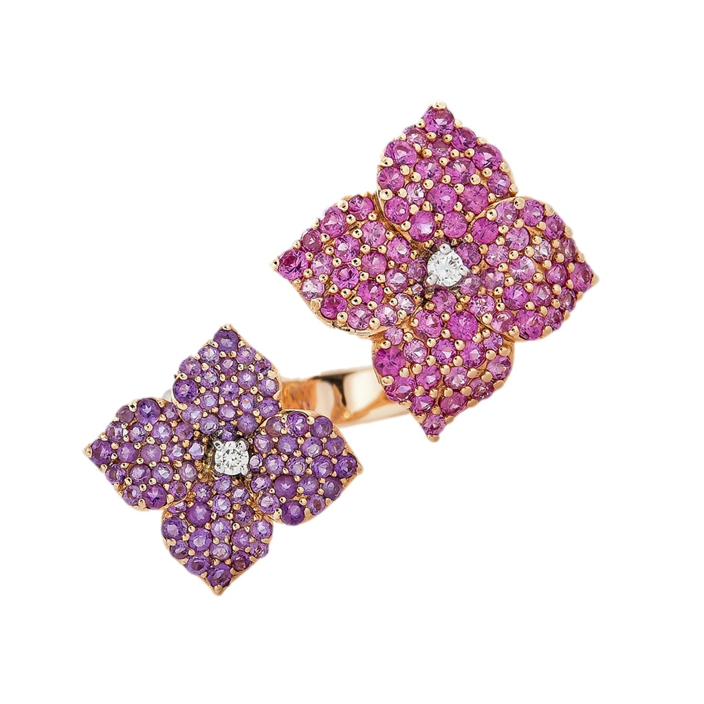 Piranesi Rose Gold Fiore Double Flower Ring - Pink Sapphire