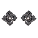 Piranesi Rose Gold Fiore Large Flower Earrings - Black Diamond E4673-BD/RG