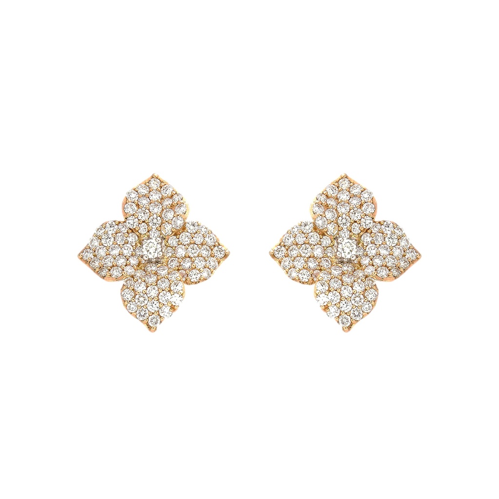 Piranesi Rose Gold Fiore Small Flower Earrings E4514-DIA/RG