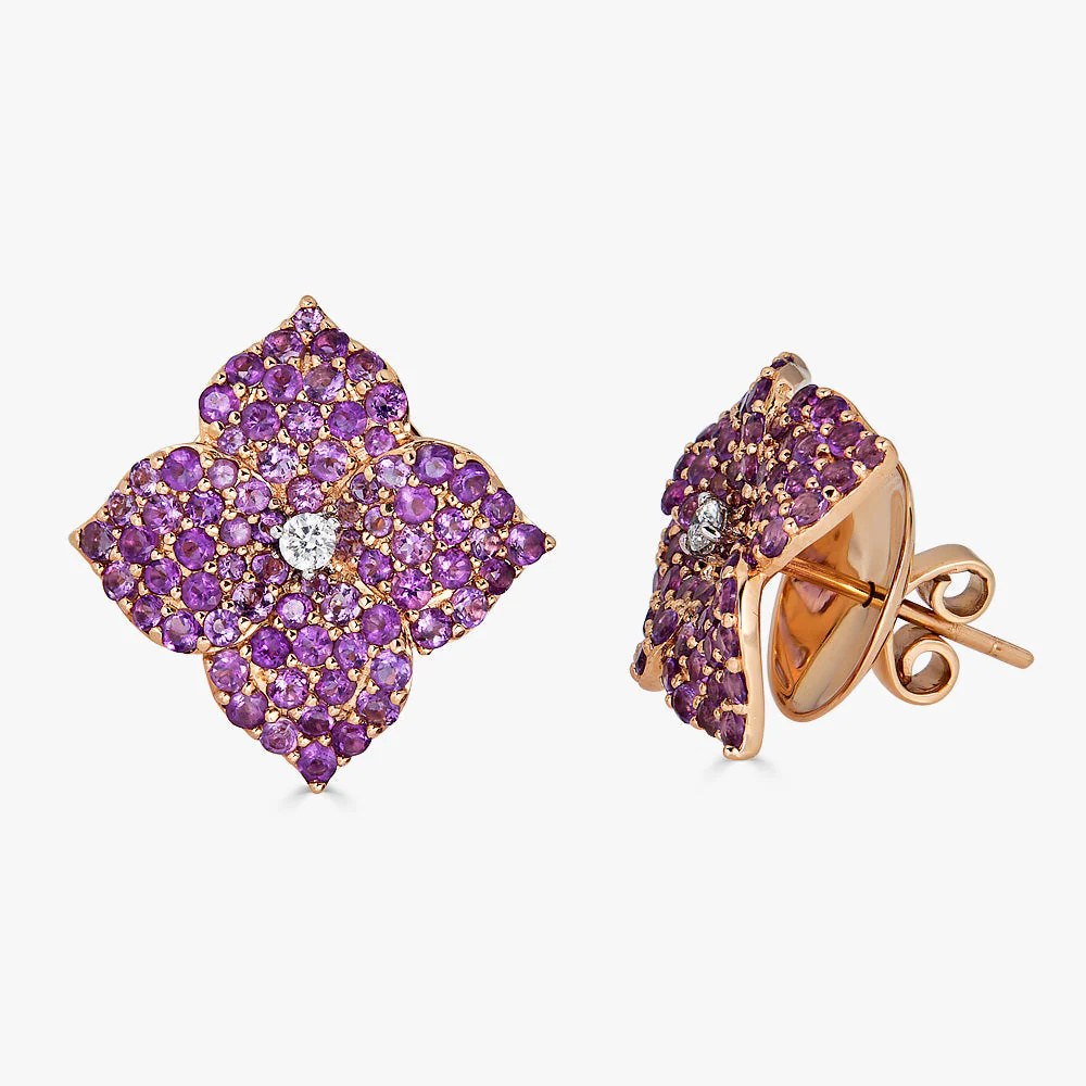 Piranesi Rose Gold Fiore Small Flower Earrings - Amethyst E4514-AM/RG #2