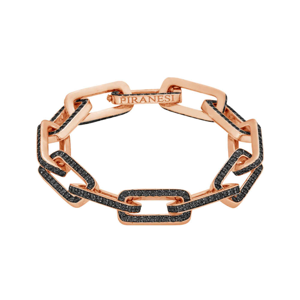Piranesi Rose Gold Link Bracelet - Black Diamond B4296-BK