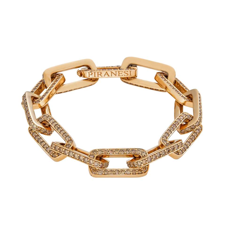 Piranesi Rose Gold Link Bracelet - Champagne Diamond B4296-CHAMP