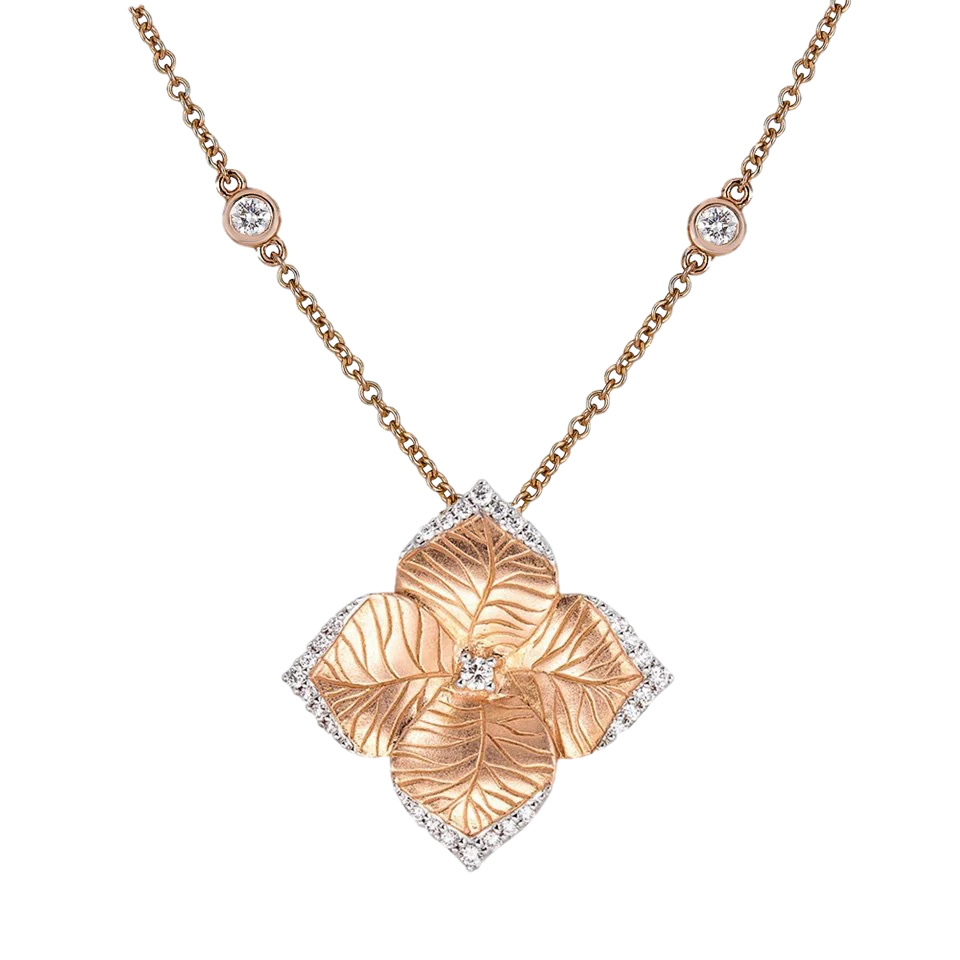 Piranesi Rose Gold Oro Fiore Large Flower Necklace P1469-RG