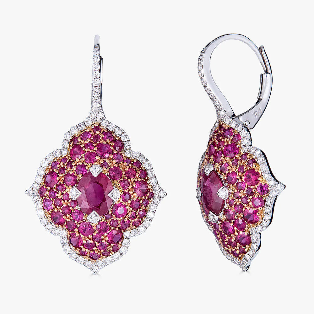 Piranesi Rose Gold Pasha Drop Earrings - Ruby E5132ROV-RWG #2