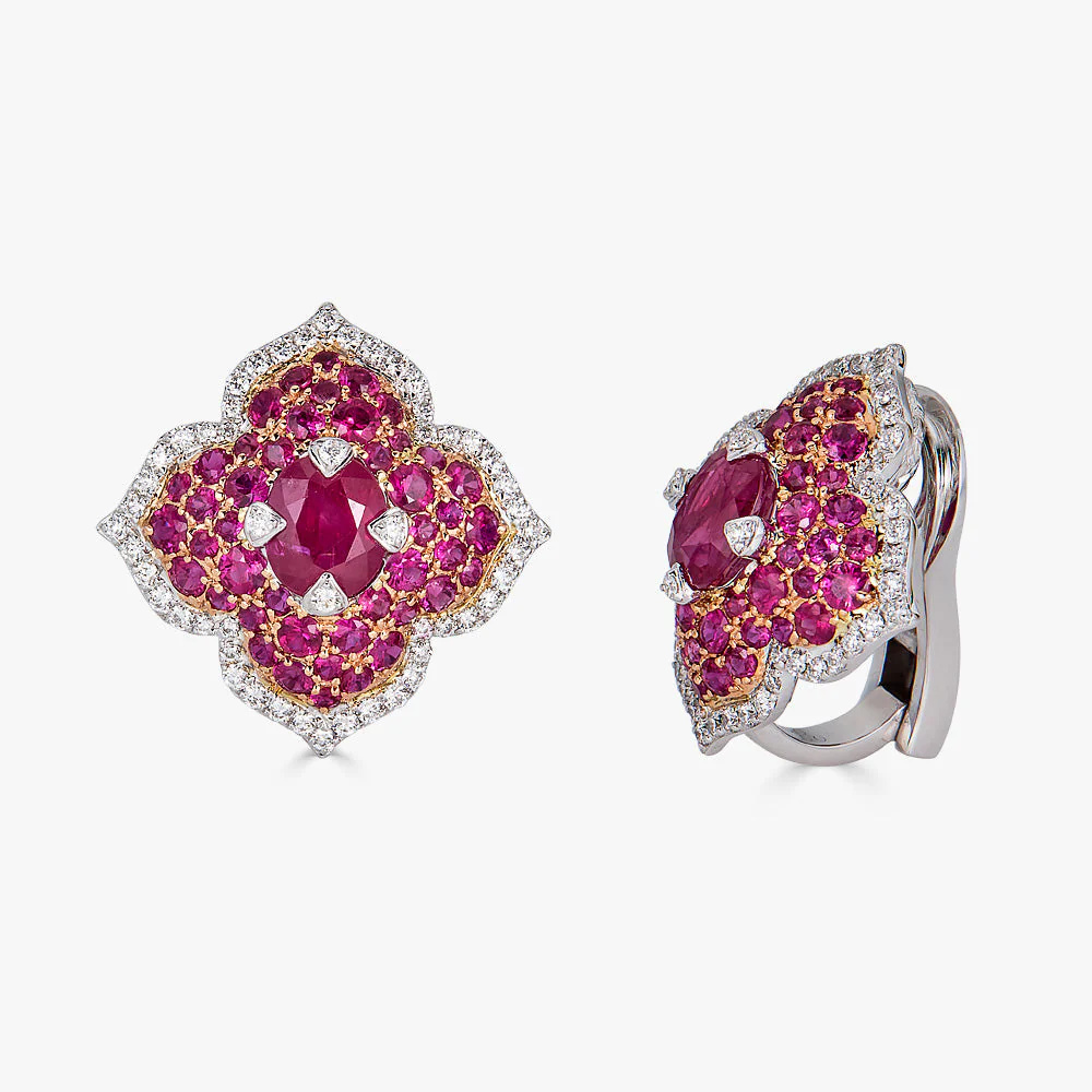 Piranesi Rose Gold Pasha Stud Earrings - Ruby E5136-OVRUB #2