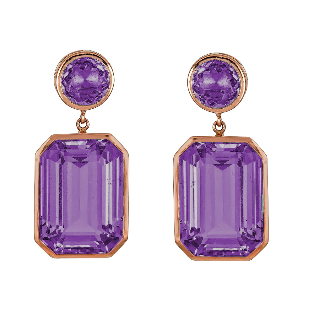 Piranesi Rose Gold Pietra Drop Earrings - Amethyst E4634-AM