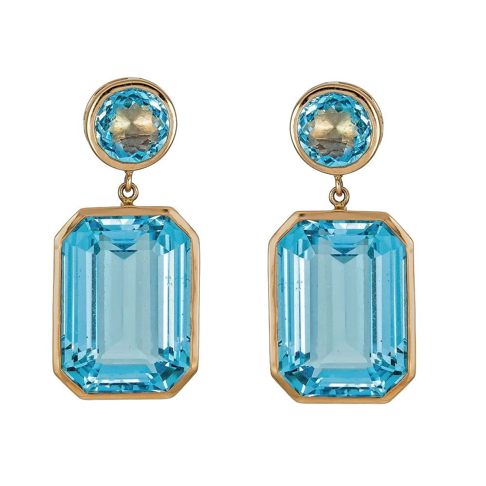 Piranesi Rose Gold Pietra Drop Earrings - Blue Topaz E4634-BT
