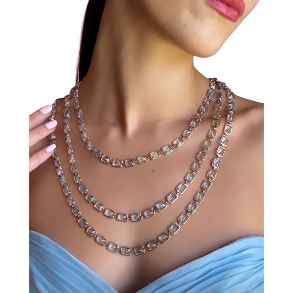 Piranesi Rose Gold Pietra Emerald Cut Chain Necklace N5999-WT72 #2