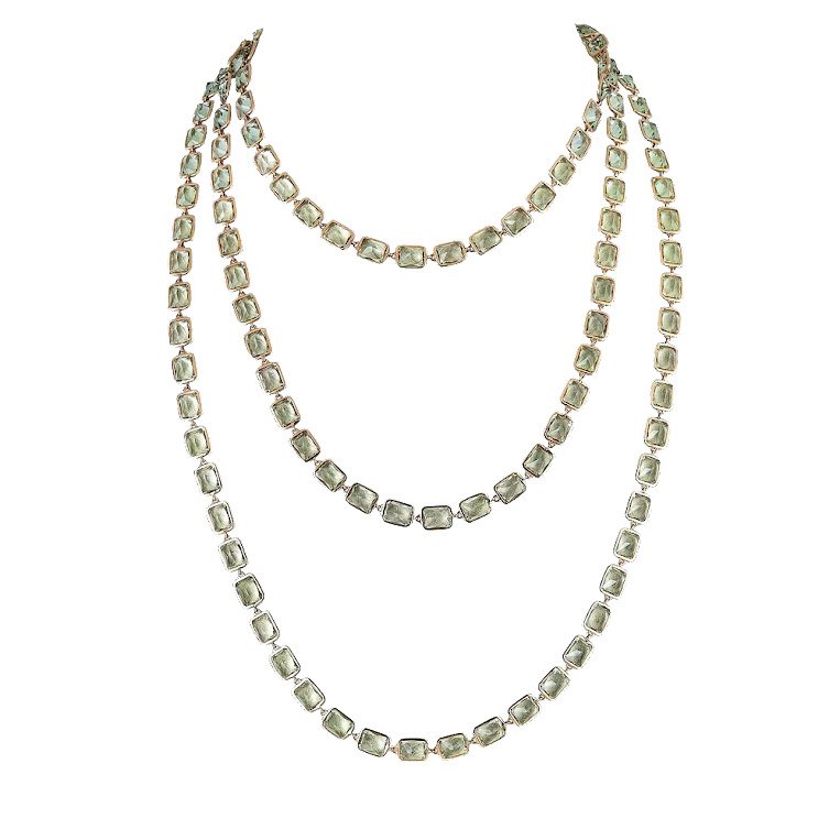 Piranesi Rose Gold Pietra Emerald Cut Chain Necklace - Green Amethyst N5999-GRAM72