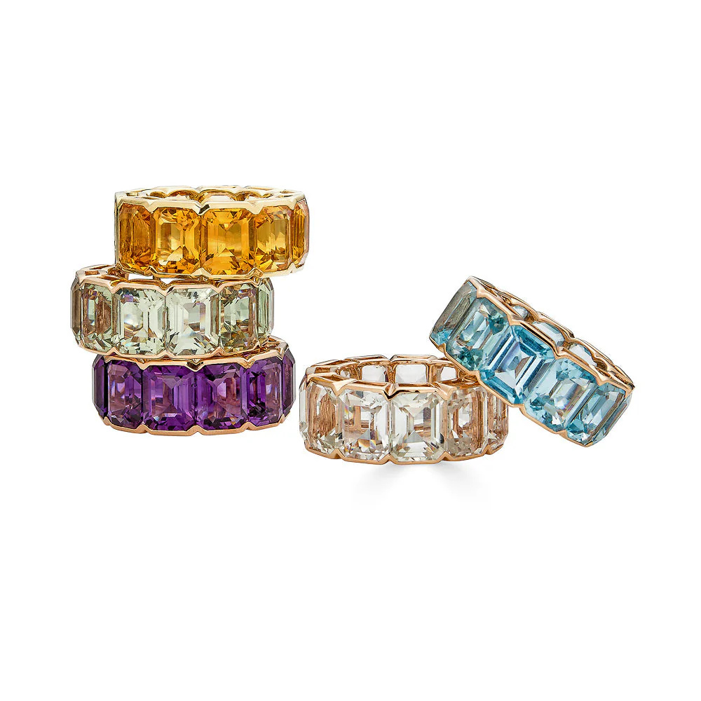 Piranesi Rose Gold Pietra Emerald Cut Eternity Band - Blue Topaz #3
