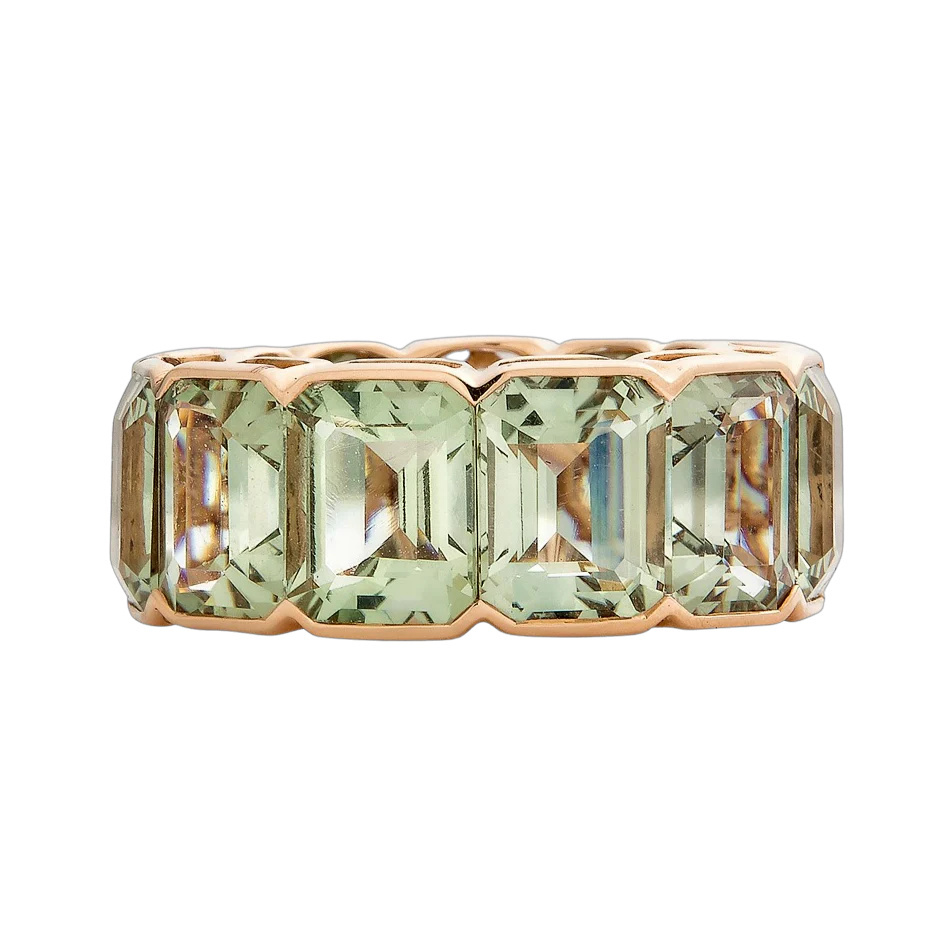 Piranesi Rose Gold Pietra Emerald Cut Eternity Band - Green Amethyst