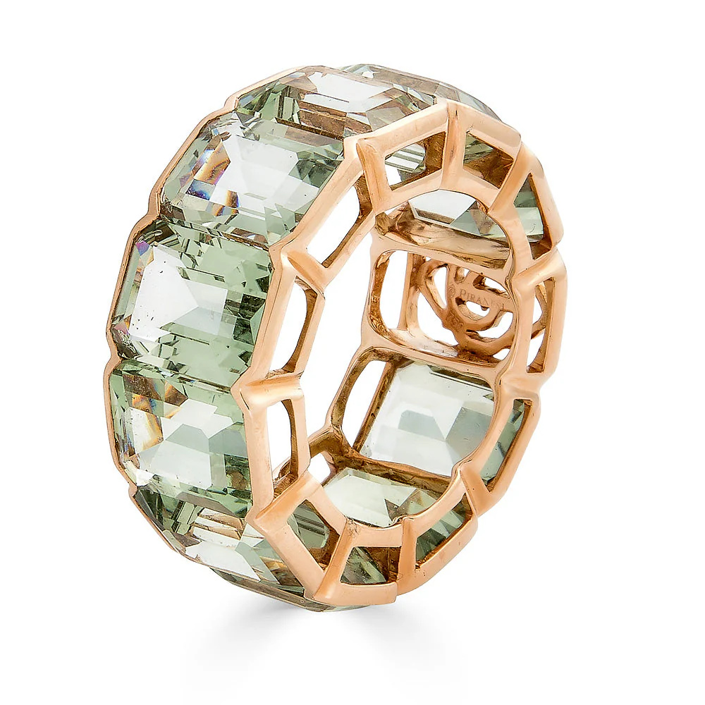 Piranesi Rose Gold Pietra Emerald Cut Eternity Band - Green Amethyst #2