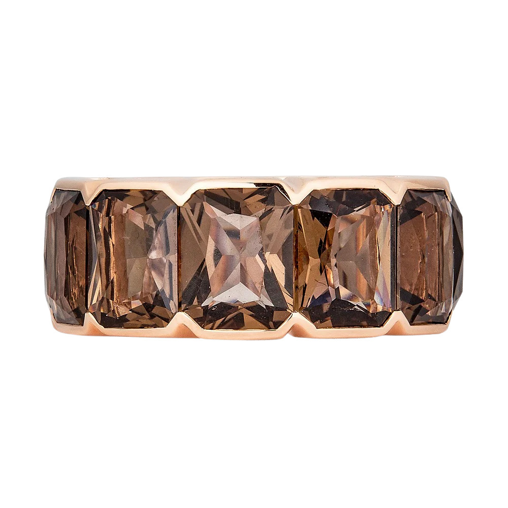 Piranesi Rose Gold Pietra Emerald Cut Eternity Band - Smokey Quartz