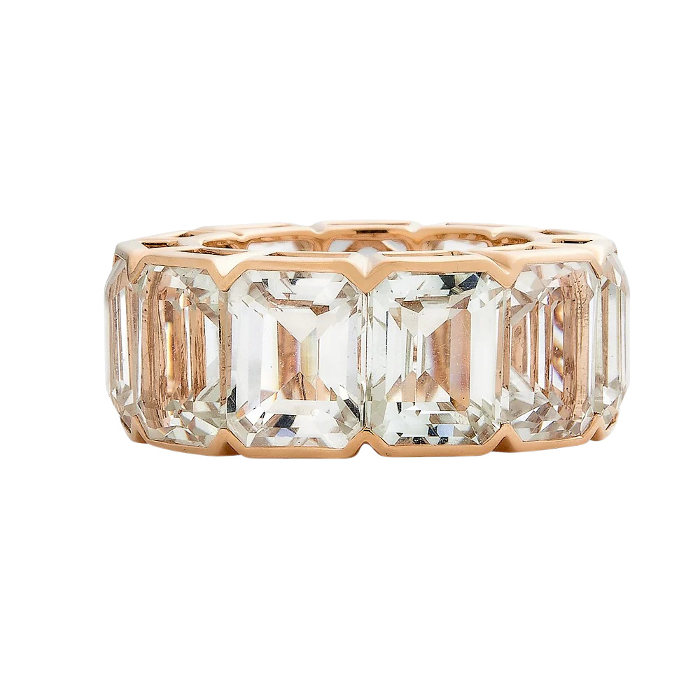 Piranesi Rose Gold Pietra Emerald Cut Eternity Band - White Topaz