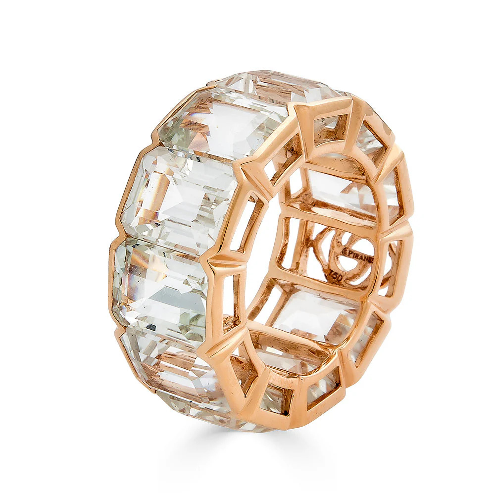 Piranesi Rose Gold Pietra Emerald Cut Eternity Band - White Topaz #2